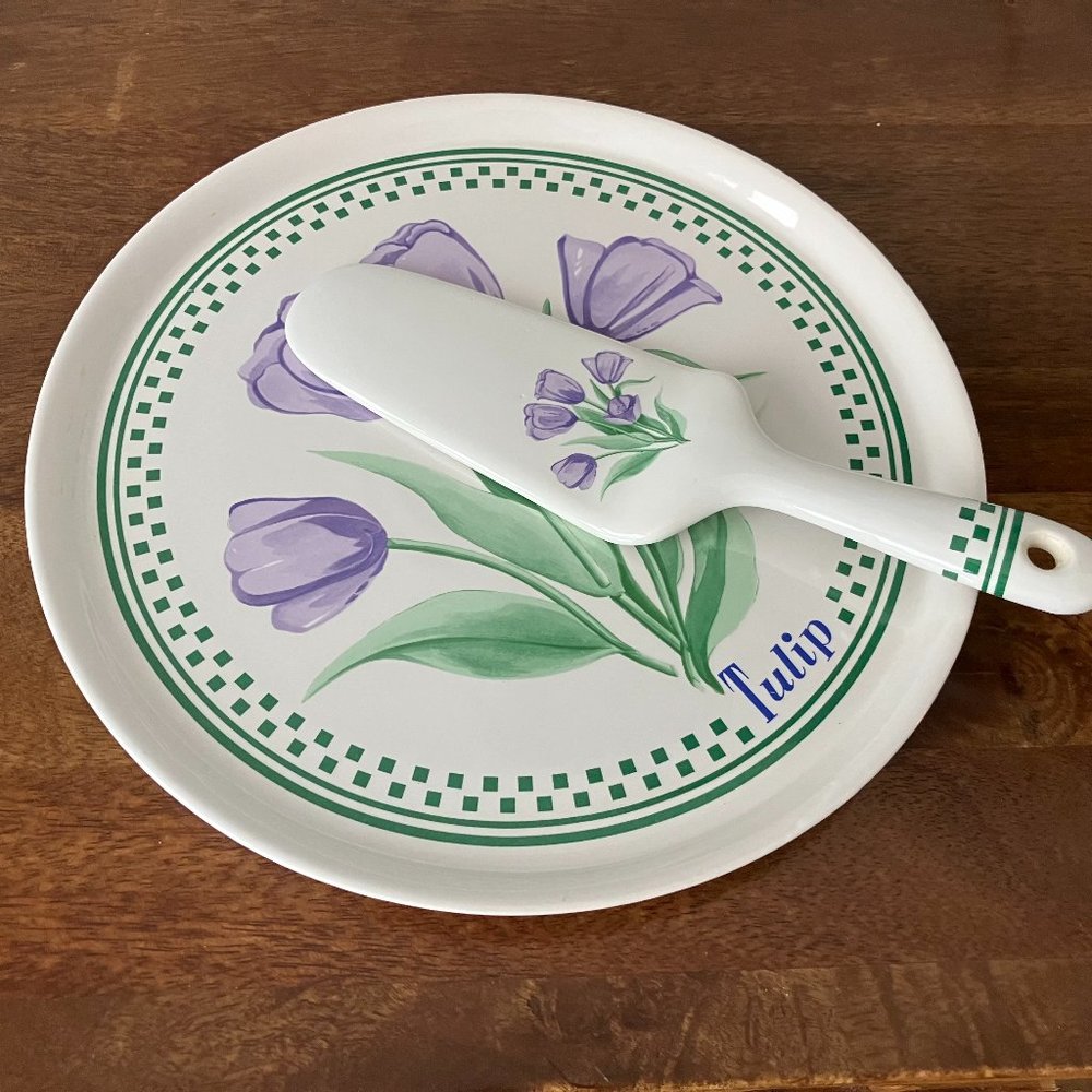 Vintage S.H.I. Japan Cake Plate and Server Set